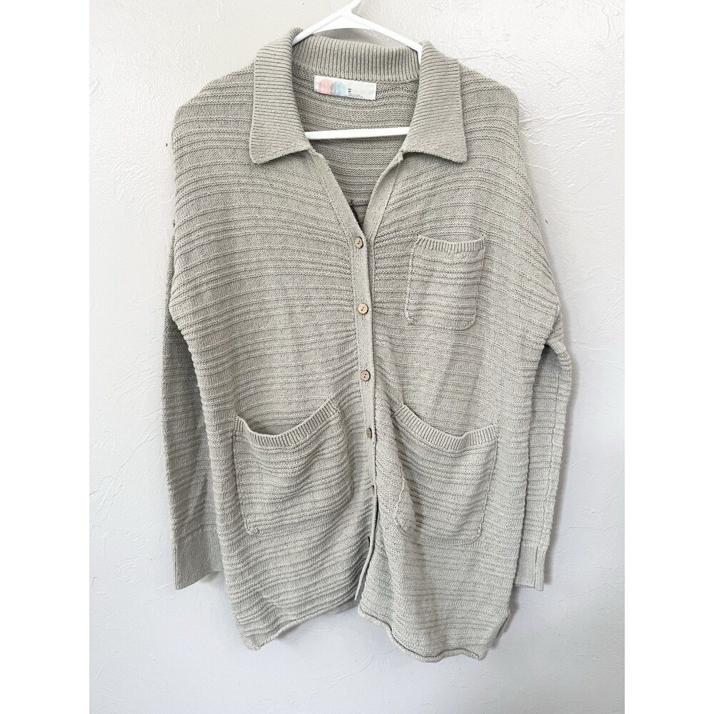 Free people beach cream oversized button up cardigan Sweater size medium Top - Picture 2 of 9